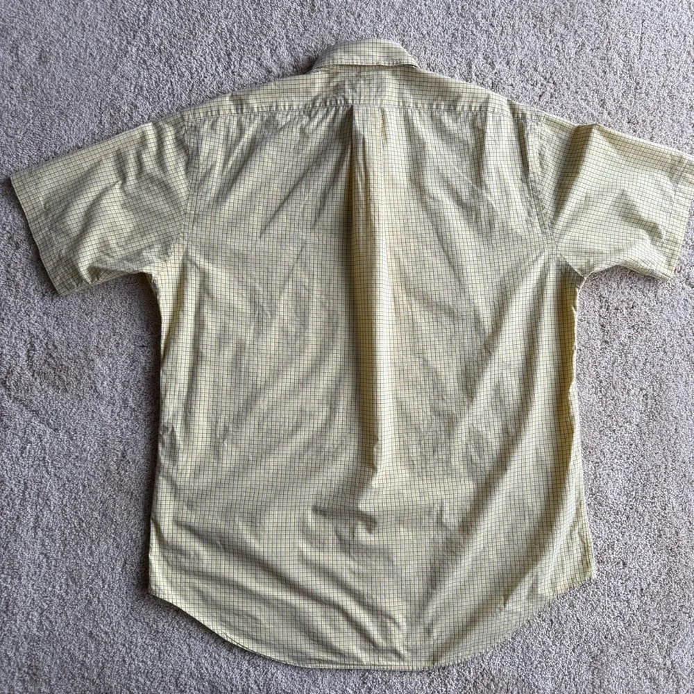 Ralph Lauren Blake Shirt Mens M Yellow Check Short Sleeve Button Up Pony Logo - Picture 4 of 7